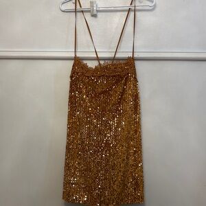 free people gold sparkly dress Free People Midnight Kiss Sequin Gold Mini Dress
